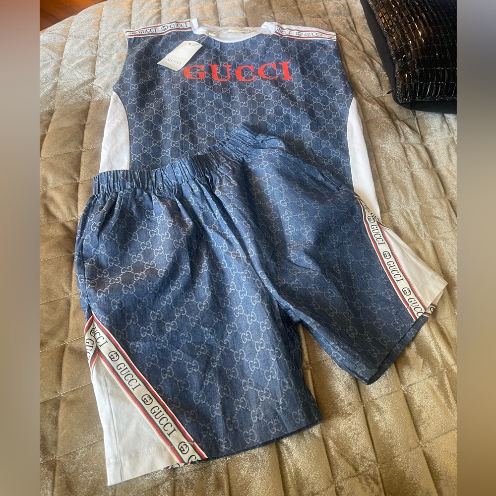 Designer inspired boys shorts set
